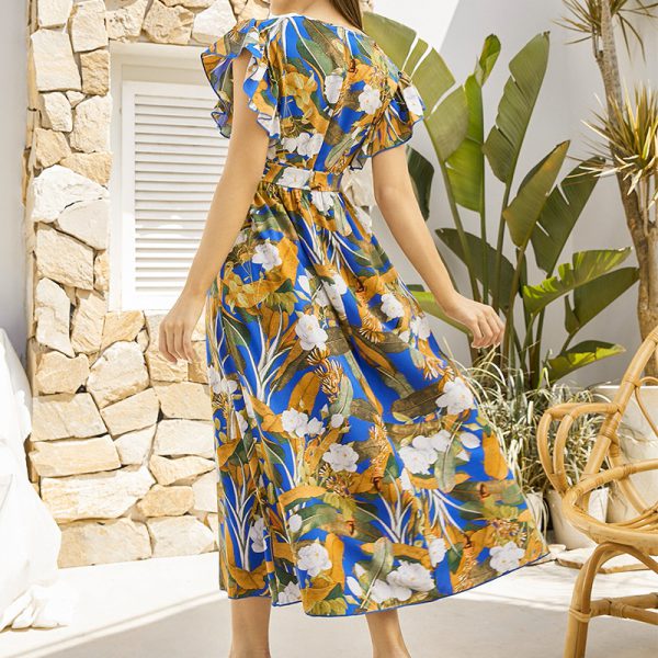 Women's Ruffle Sleeve Dress Temperament Floral Dress - Image 2